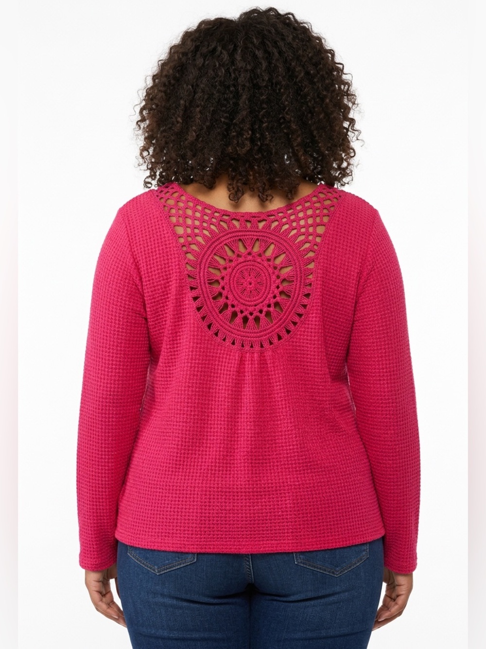 Crochet detail waffle top